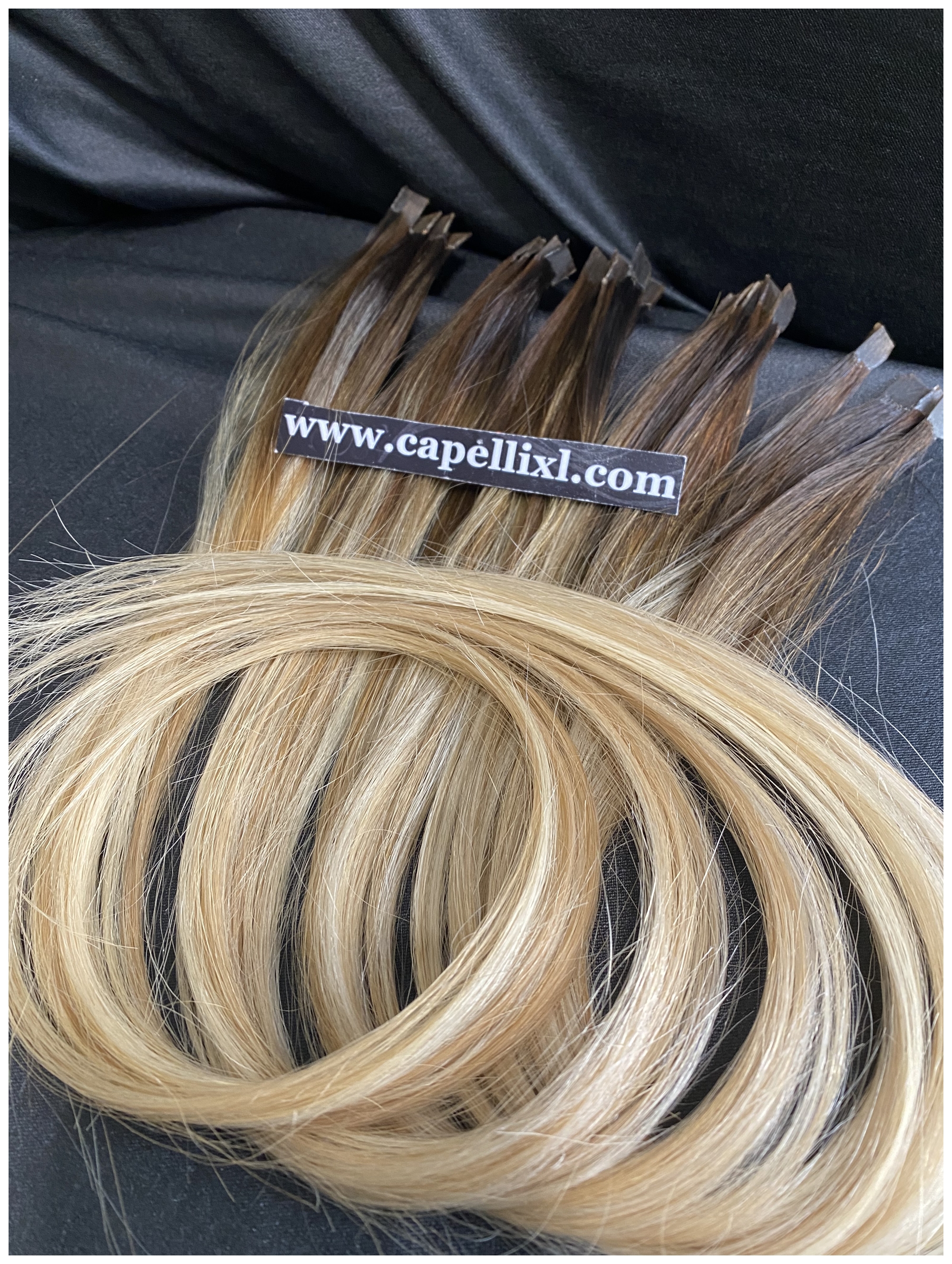 Ciocche di capelli veri colore balayage Sfumatura base castano scuropunte colore biondo Beige freddo 